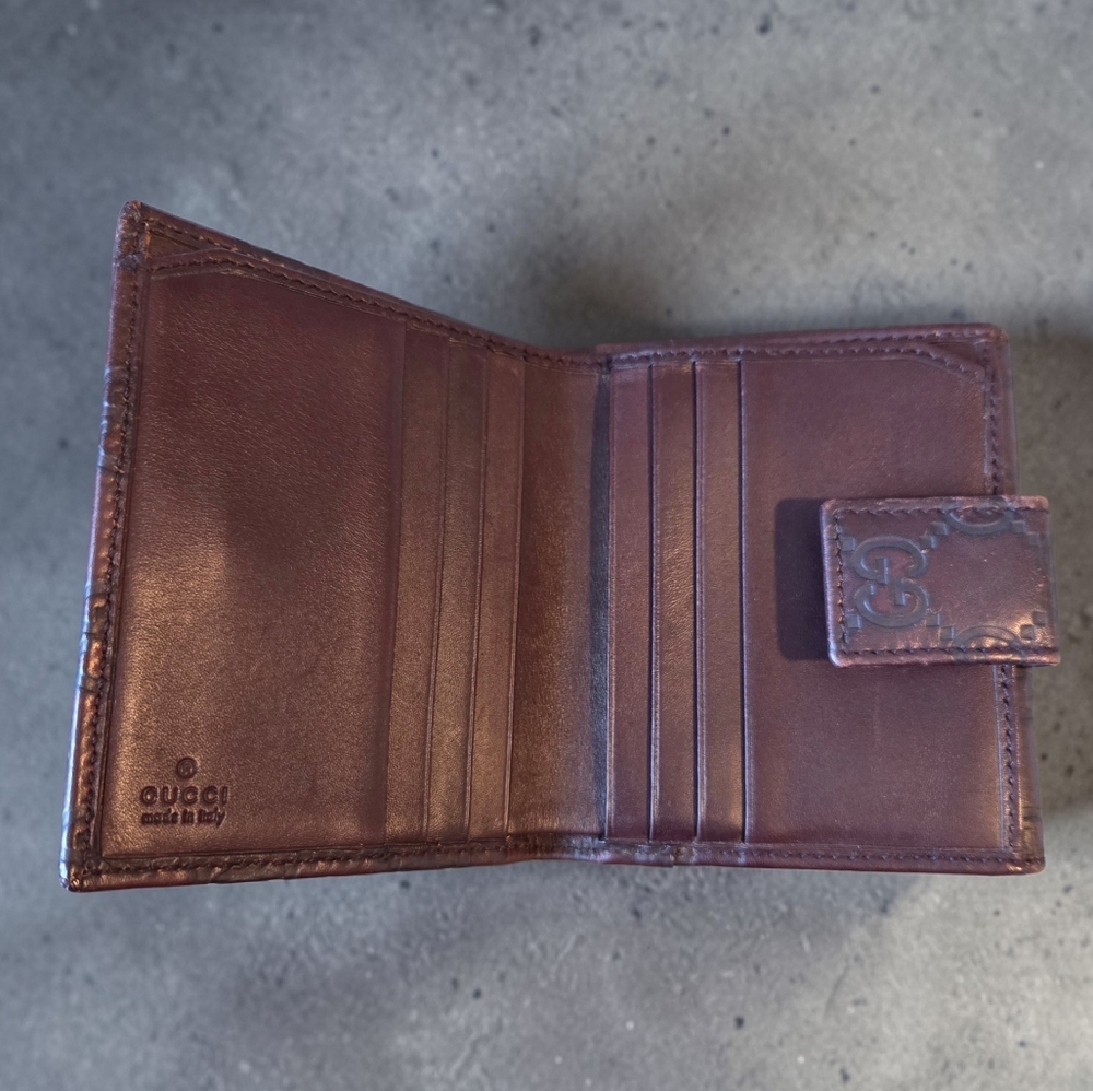 Authentic Brown Gucci Guccissima leather compact wallet - Picture 3 of 6